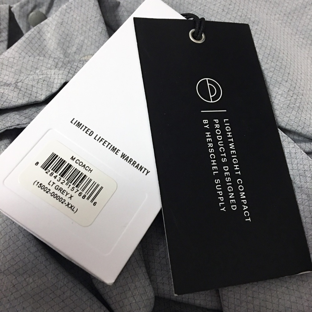 HERSCHEL Supply Co Voyage Coach Jacket Packabe Light Gray Crosshatch Stitch - Picture 5 of 9